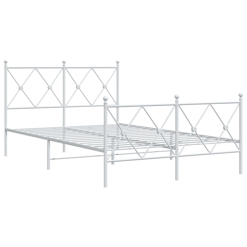 Sengeramme i metall med hode- og fotgavl hvit 120x200 cm