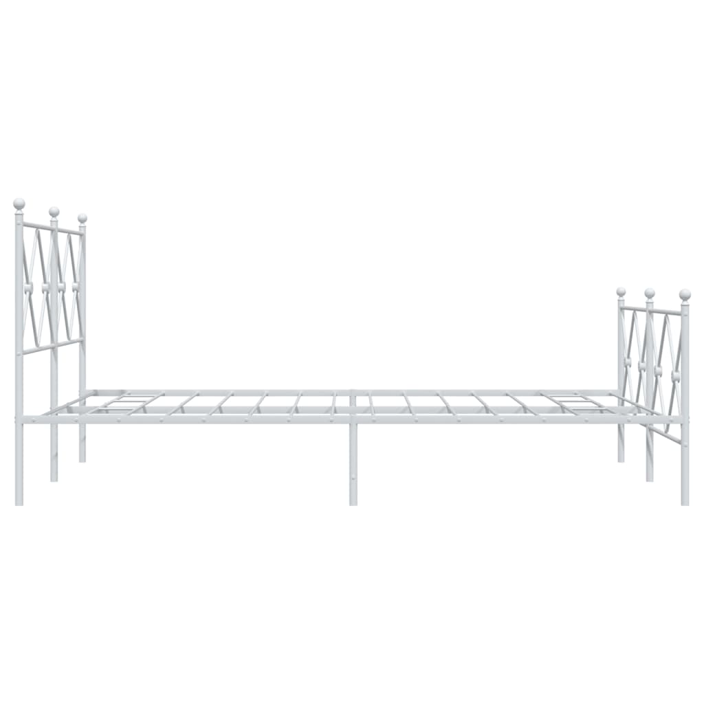 Sengeramme i metall med hode- og fotgavl hvit 120x200 cm