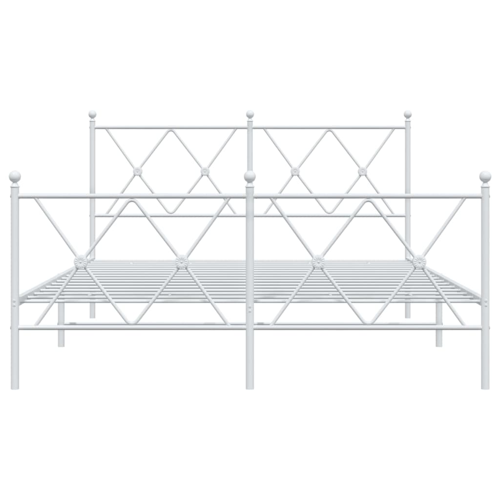 Sengeramme i metall med hode- og fotgavl hvit 140x190 cm