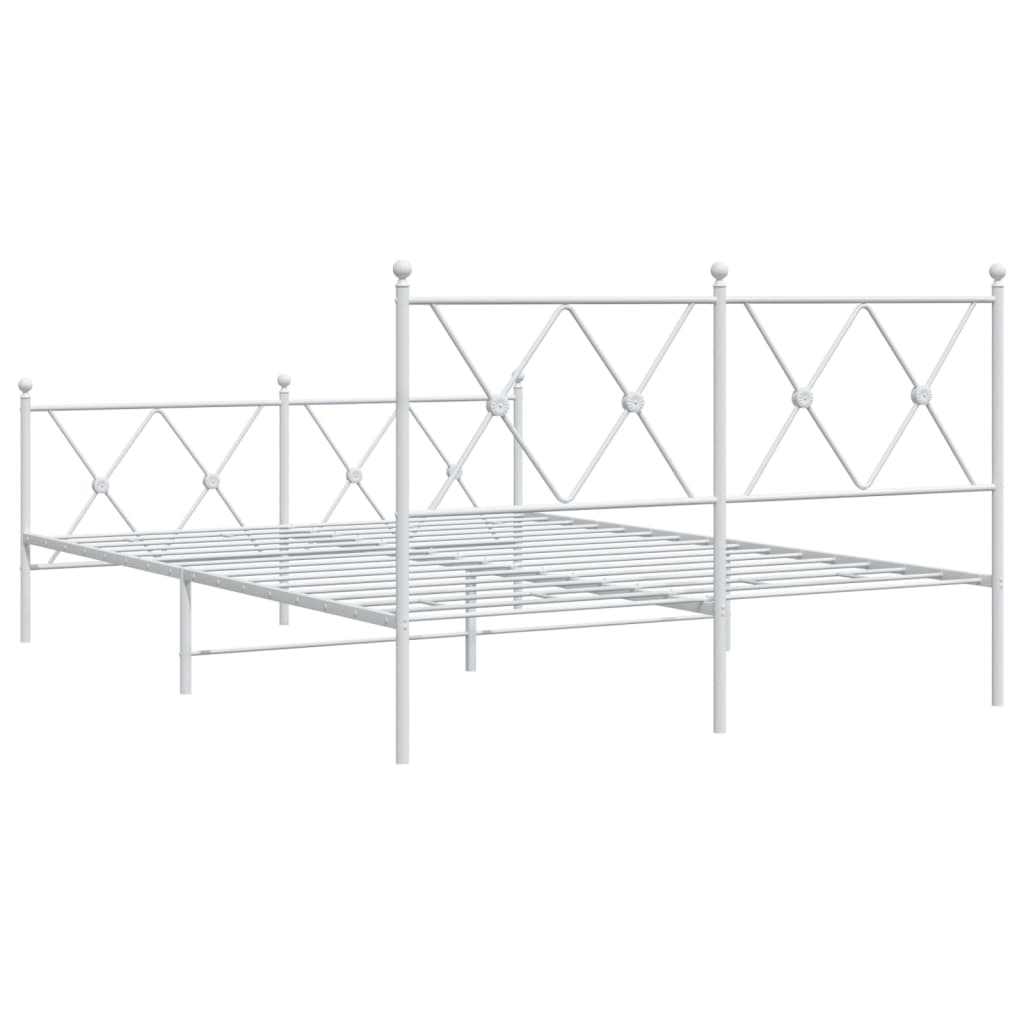 Sengeramme i metall med hode- og fotgavl hvit 140x190 cm