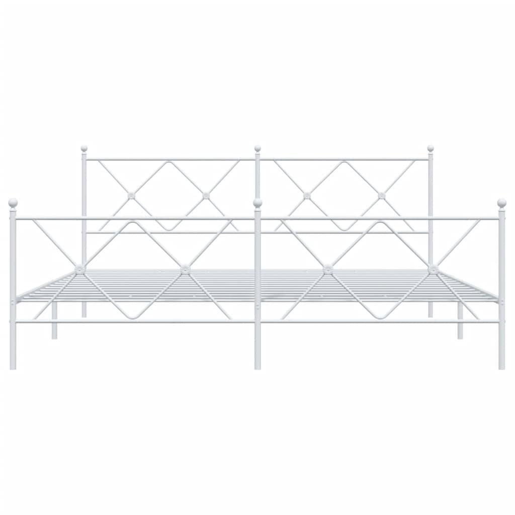 Sengeramme i metall med hode- og fotgavl hvit 183x213 cm