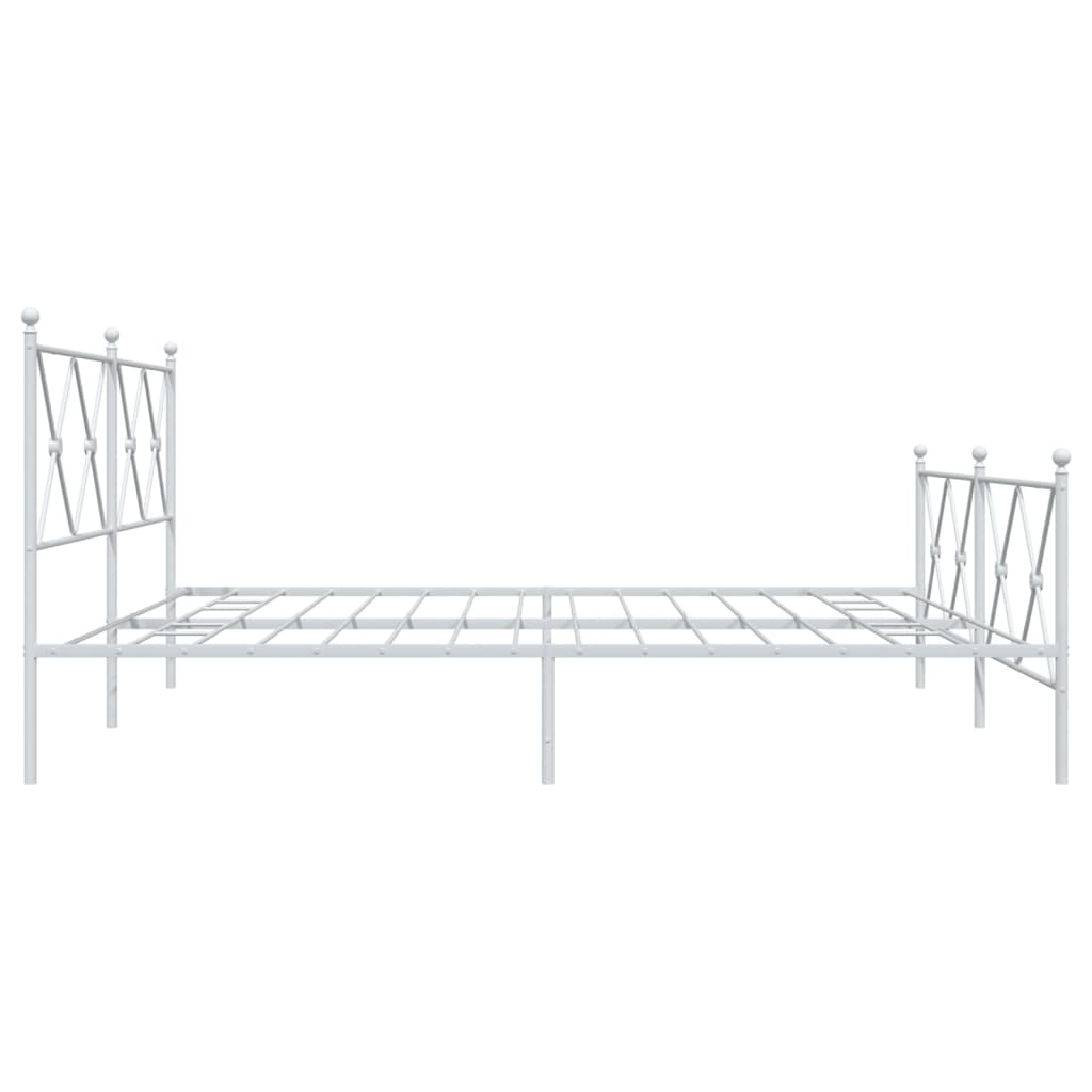 Sengeramme i metall med hode- og fotgavl hvit 183x213 cm