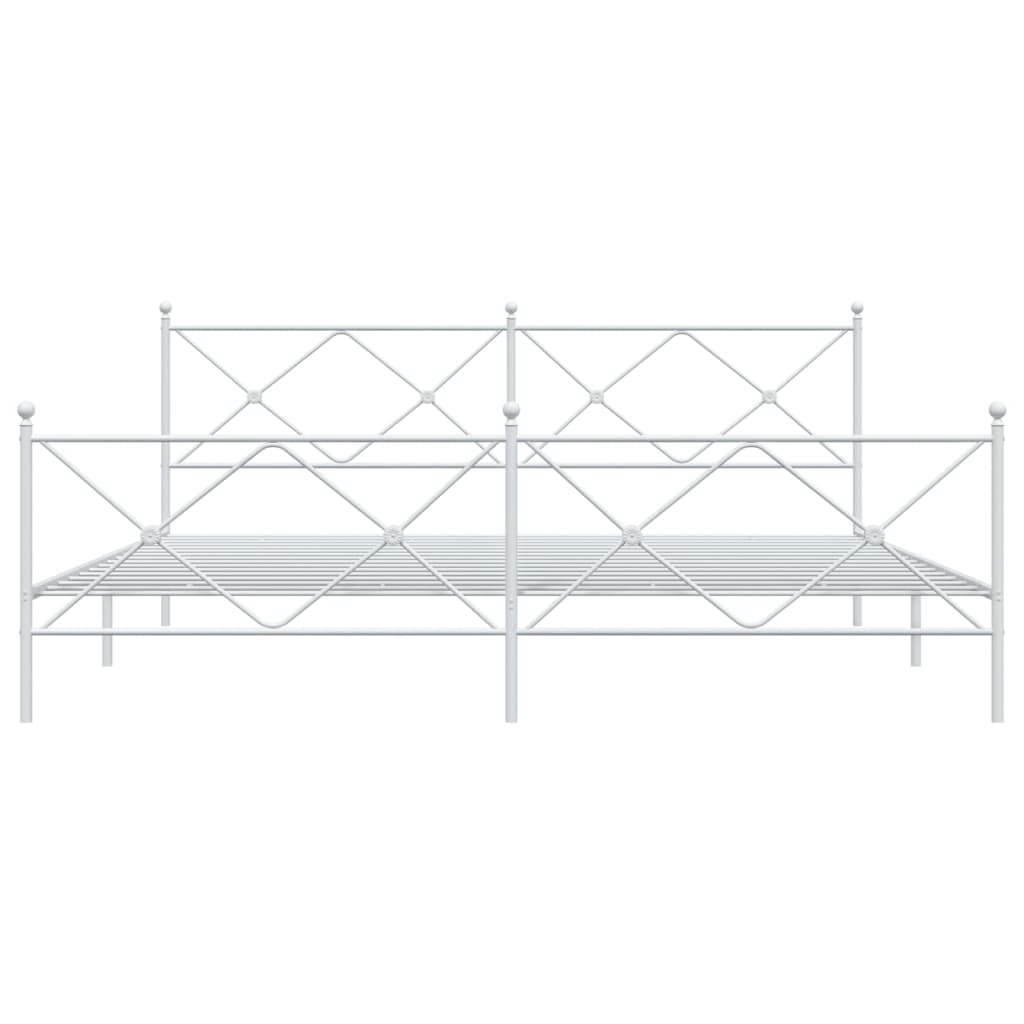 Sengeramme i metall med hode- og fotgavl hvit 193x203 cm