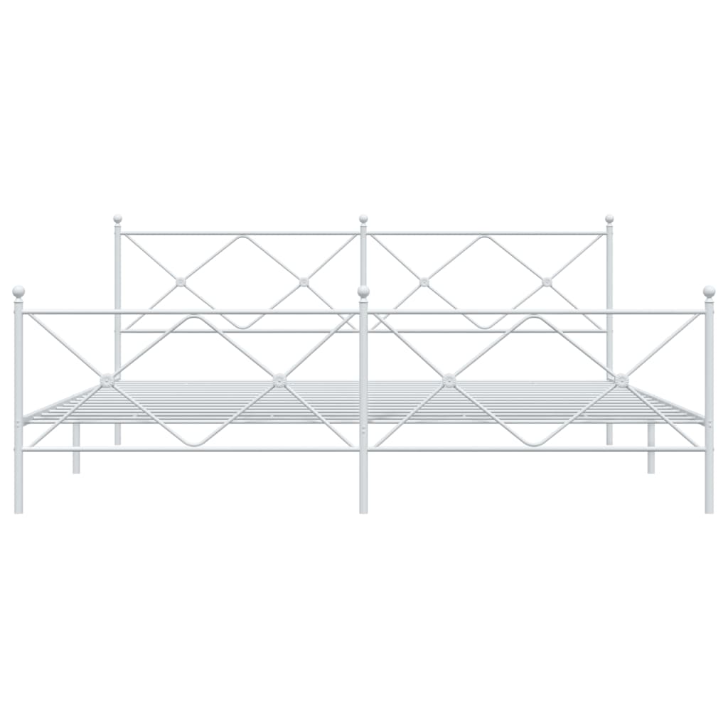 Sengeramme i metall med hode- og fotgavl hvit 200x200 cm