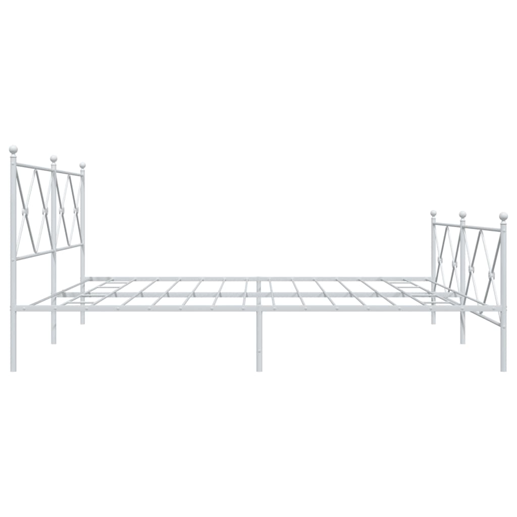 Sengeramme i metall med hode- og fotgavl hvit 200x200 cm