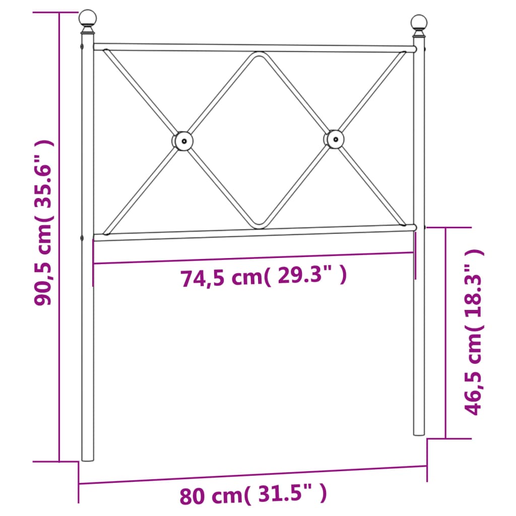 Utskiftbar sengegavl i metall hvit 75 cm