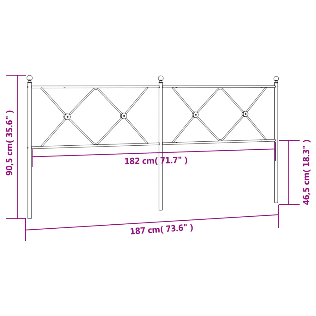 Utskiftbar sengegavl i metall hvit 180 cm