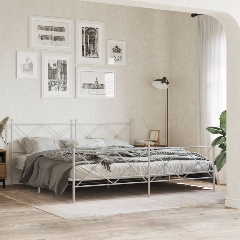 Utskiftbar sengegavl i metall hvit 200 cm