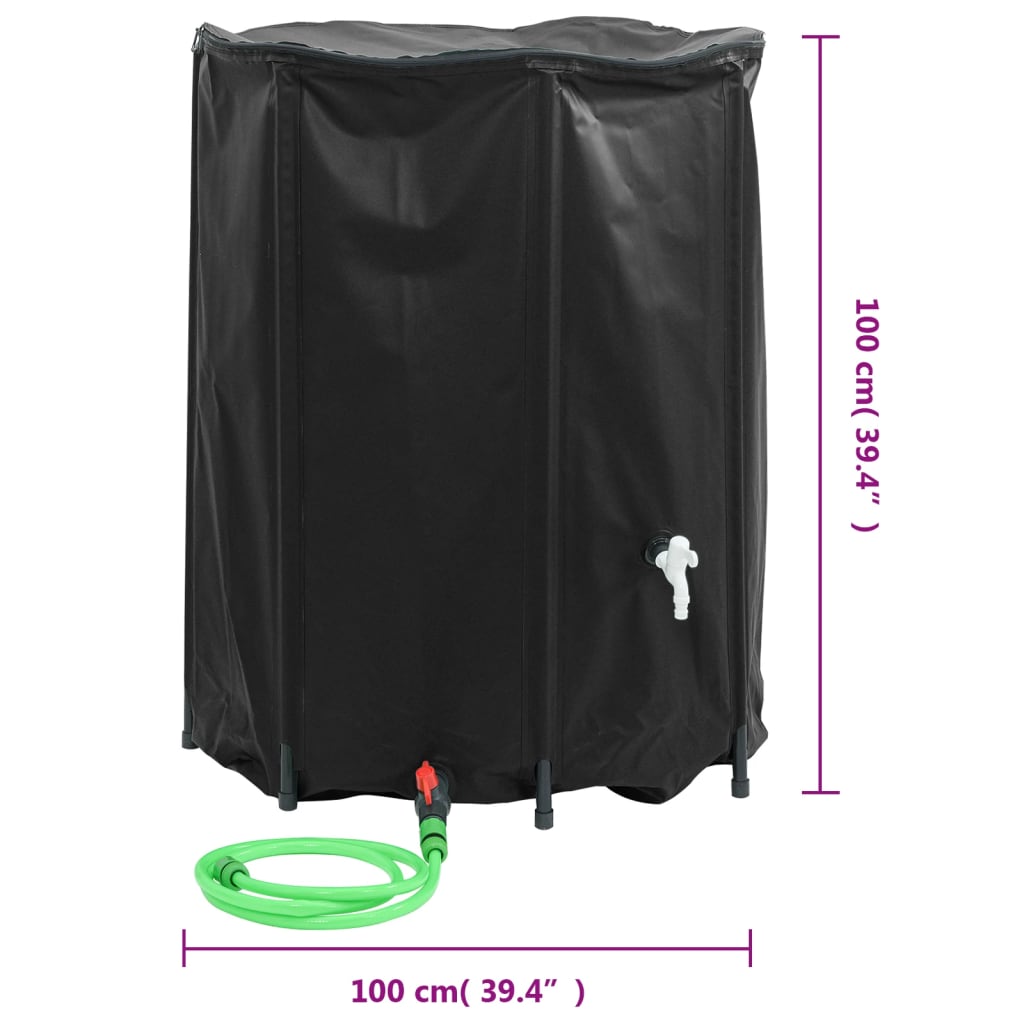 Vanntank med kran sammenleggbar 750 L PVC