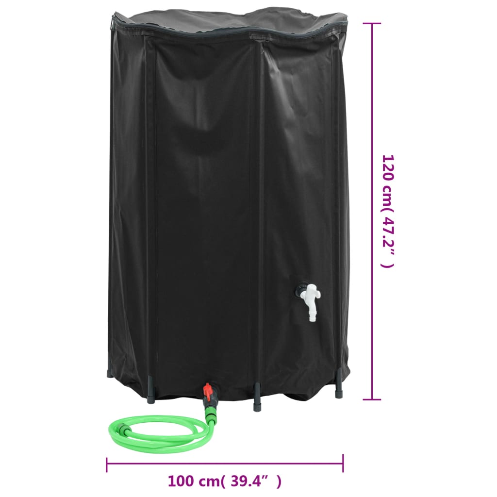 Vanntank med kran sammenleggbar 1000 L PVC