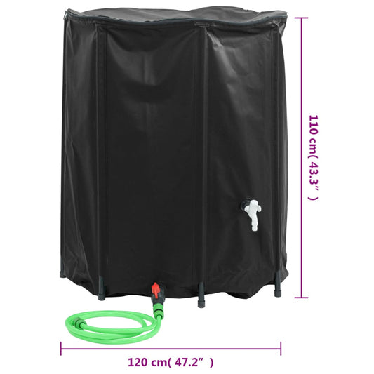 Vanntank med kran sammenleggbar 1250 L PVC