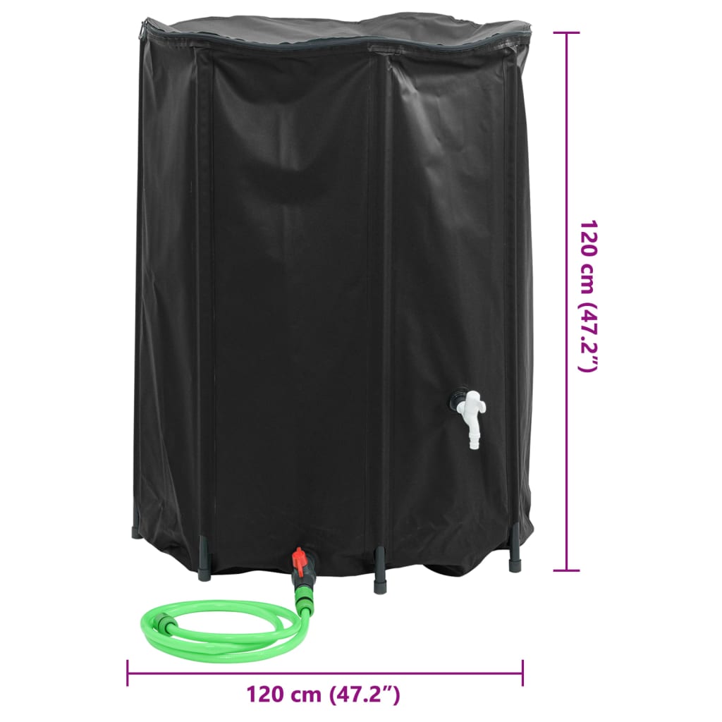 Vanntank med kran sammenleggbar 1350 L PVC