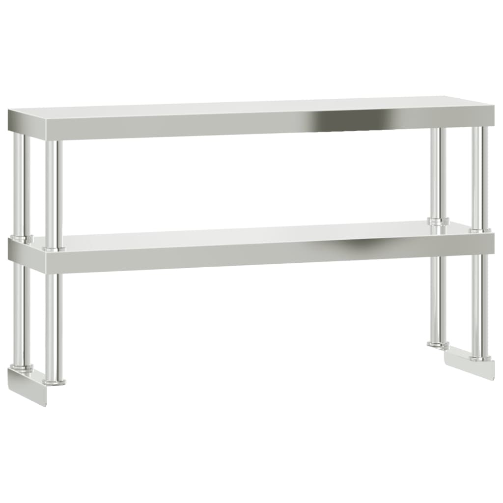 Overhylle til matlagingsbord 2 lag 110x30x65 cm rustfritt stål
