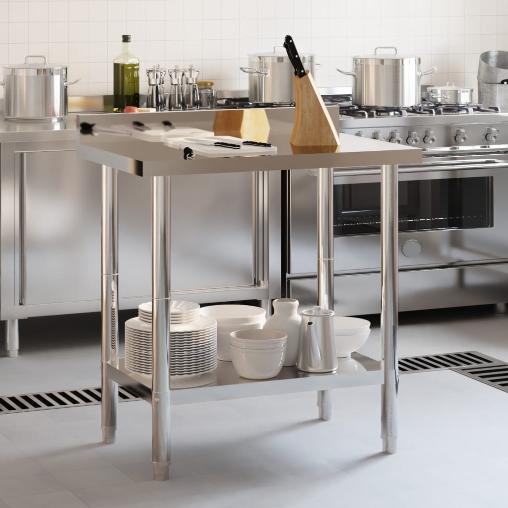 Kjøkkenbenk med bakplate 82,5x55x93 rustfritt stål
