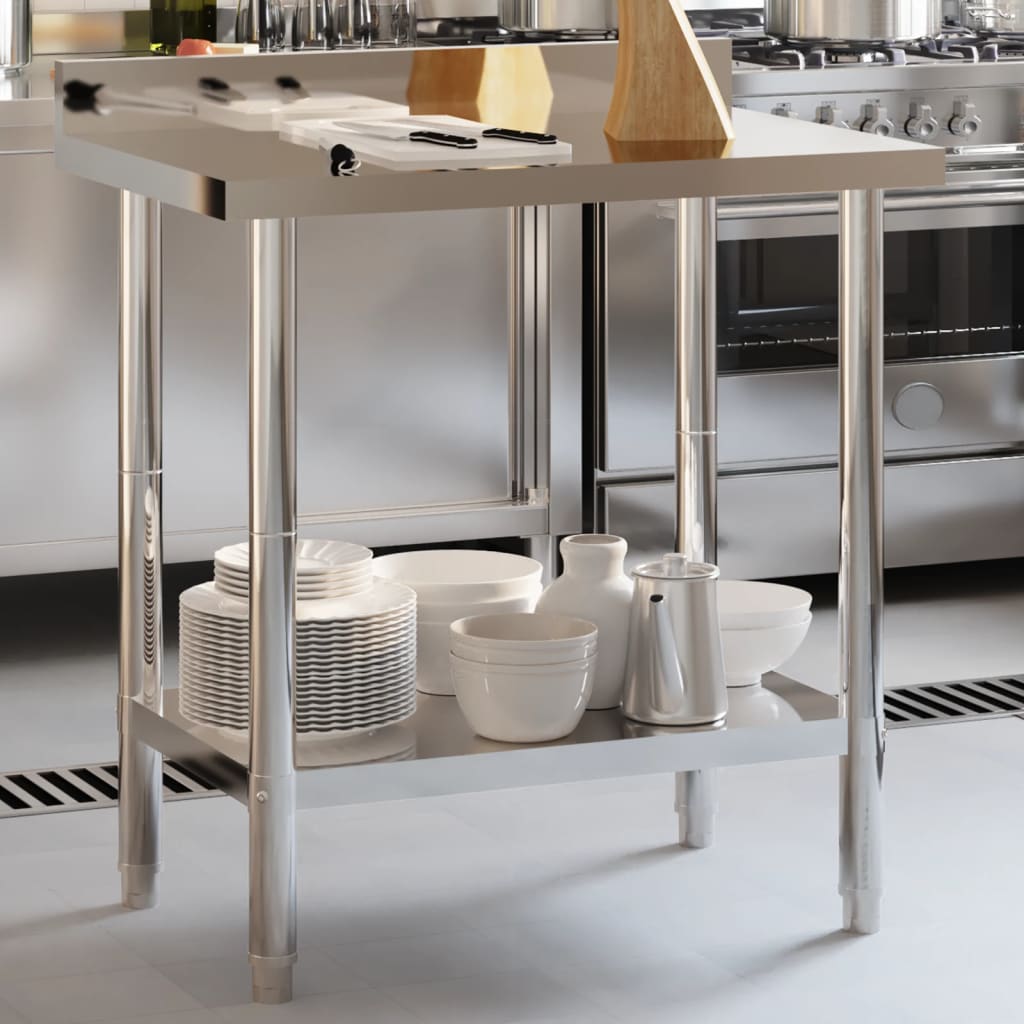 Kjøkkenbenk med bakplate 82,5x55x93 rustfritt stål