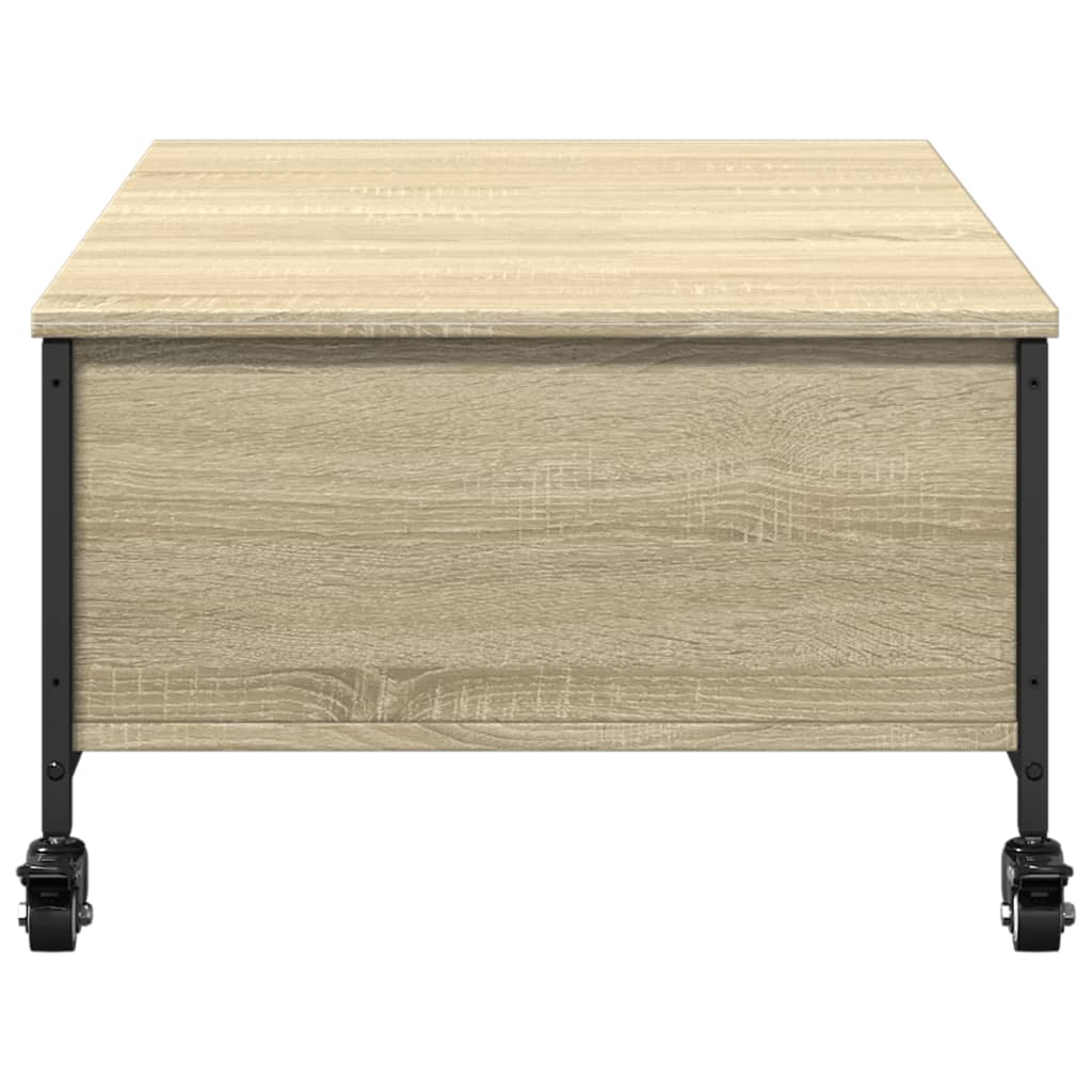 Salongbord med hjul svart 91x55x34 cm konstruert tre