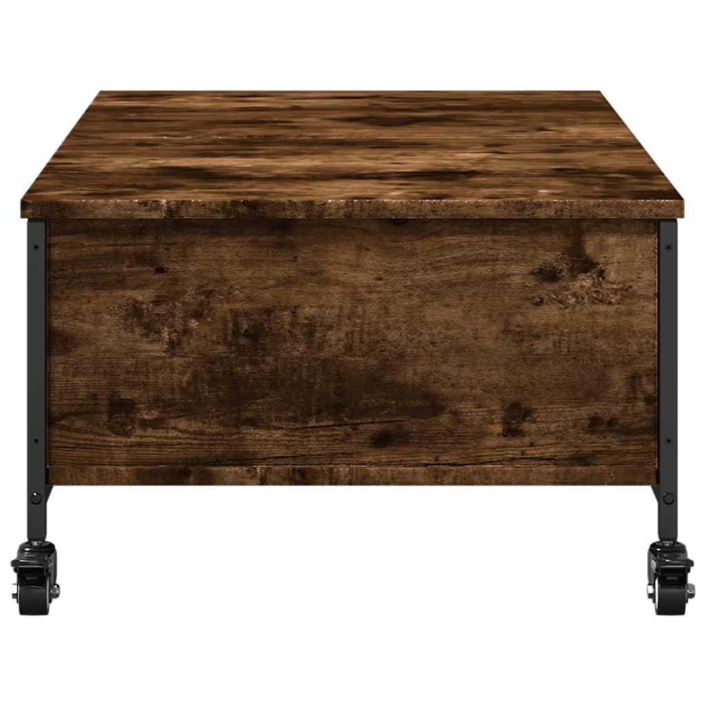 Salongbord med hjul svart 91x55x34 cm konstruert tre