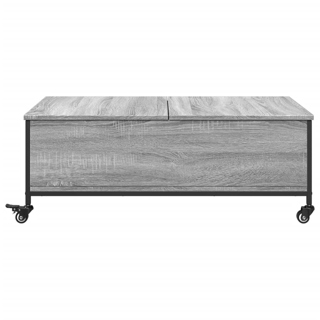 Salongbord med hjul grå sonoma 91x55x34 cm konstruert tre
