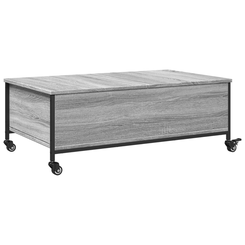 Salongbord med hjul grå sonoma 91x55x34 cm konstruert tre