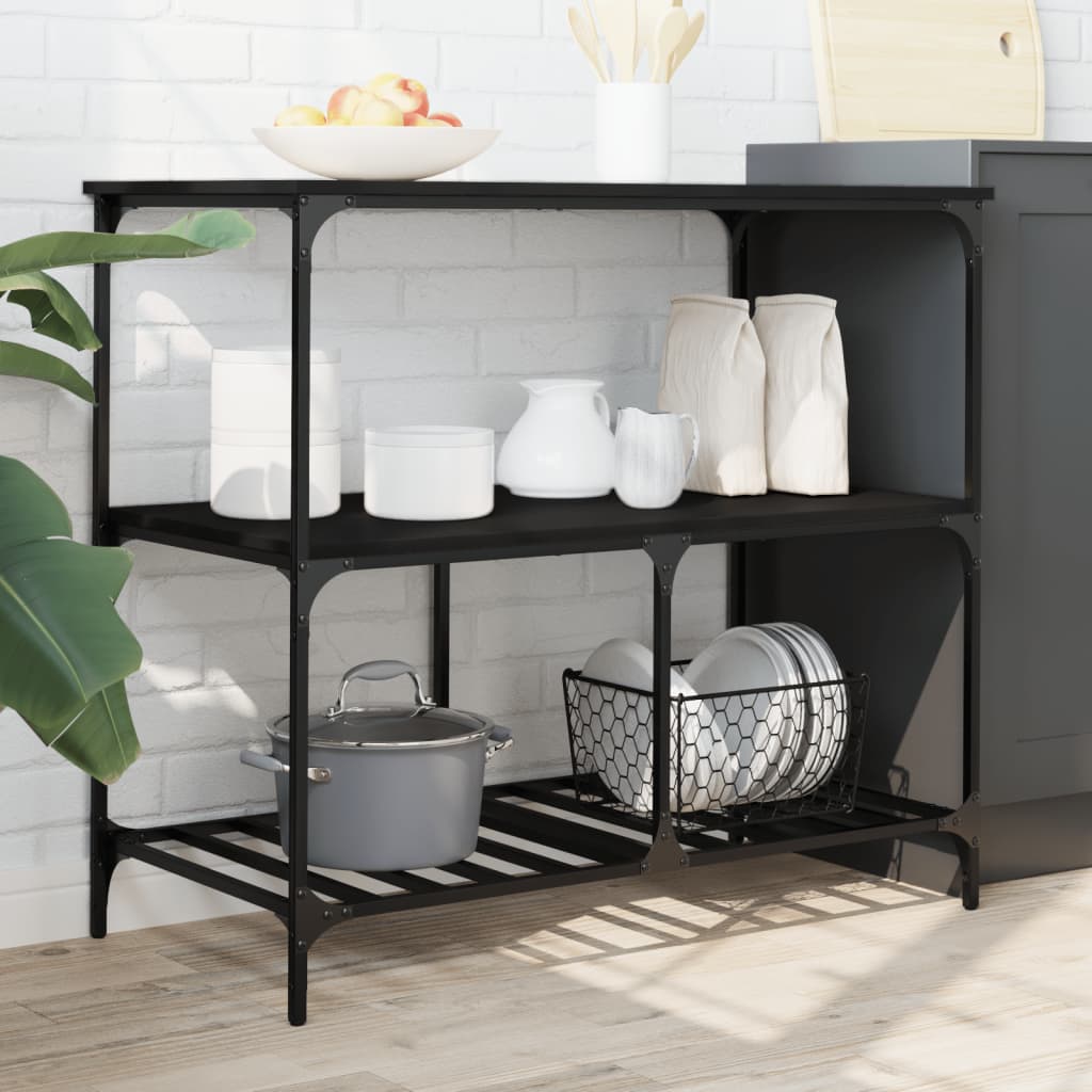 Kjøkkentralle svart 100x50x95 cm konstruert tre