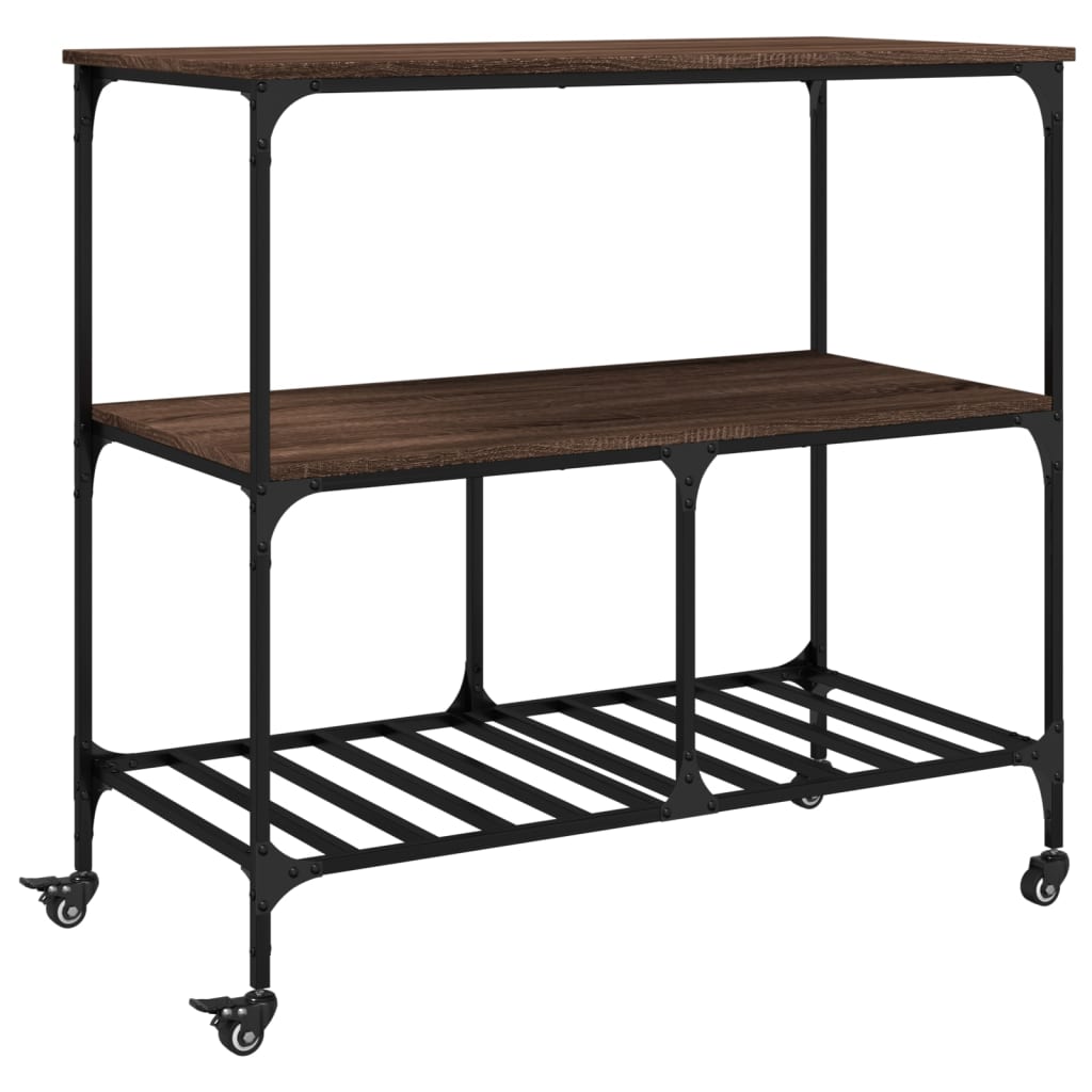 Kjøkkentralle brun eik 100x50x95 cm konstruert tre