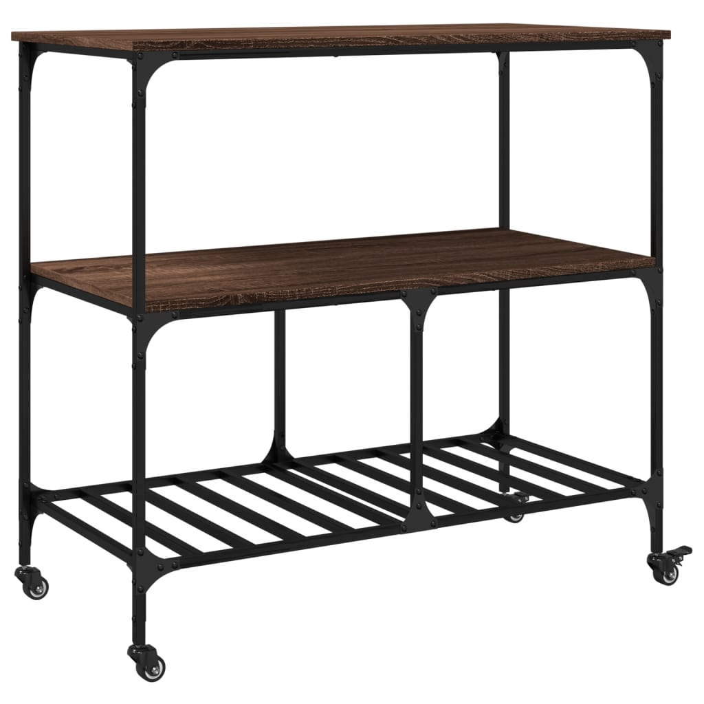 Kjøkkentralle brun eik 100x50x95 cm konstruert tre