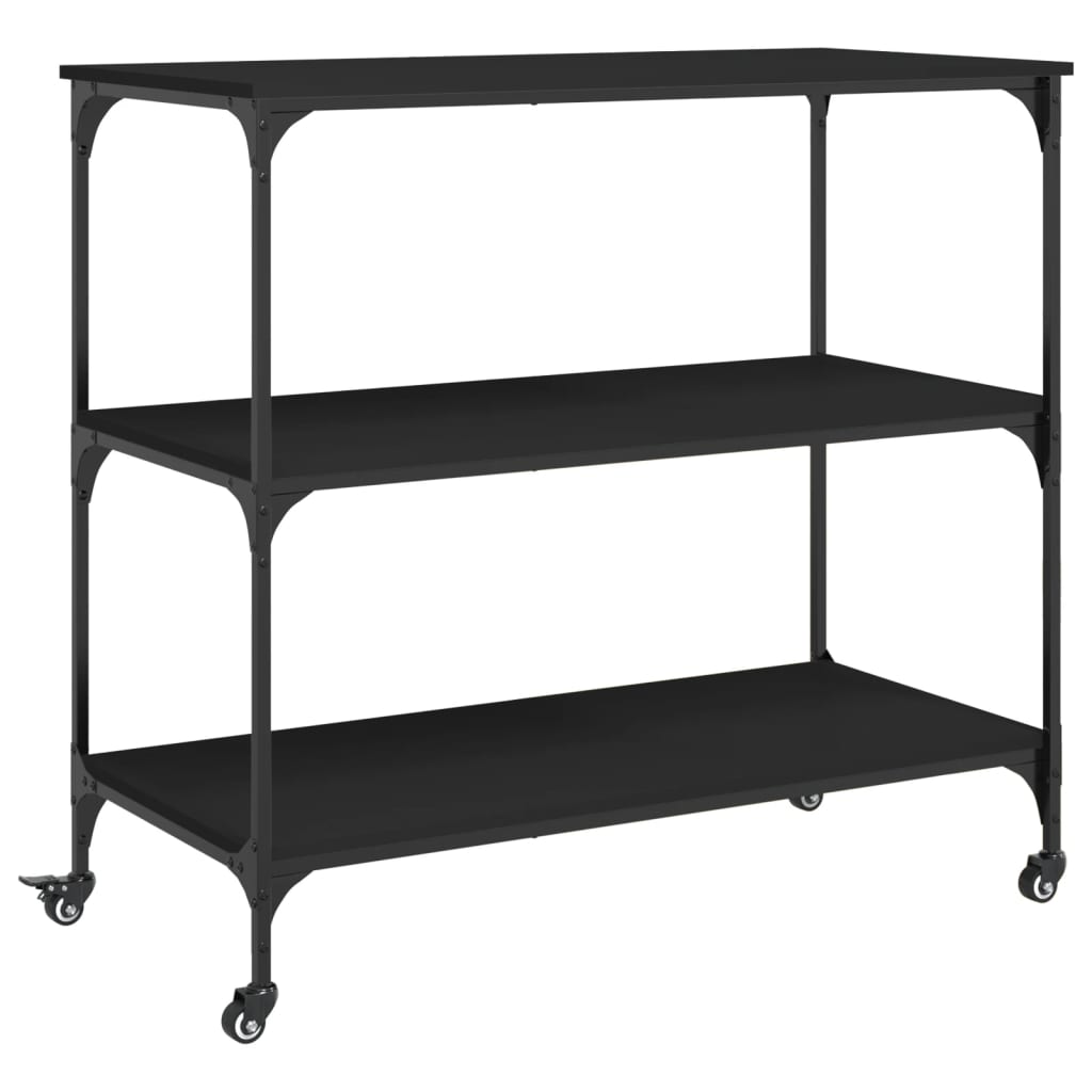 Kjøkkentralle svart 102x50x95 cm konstruert tre