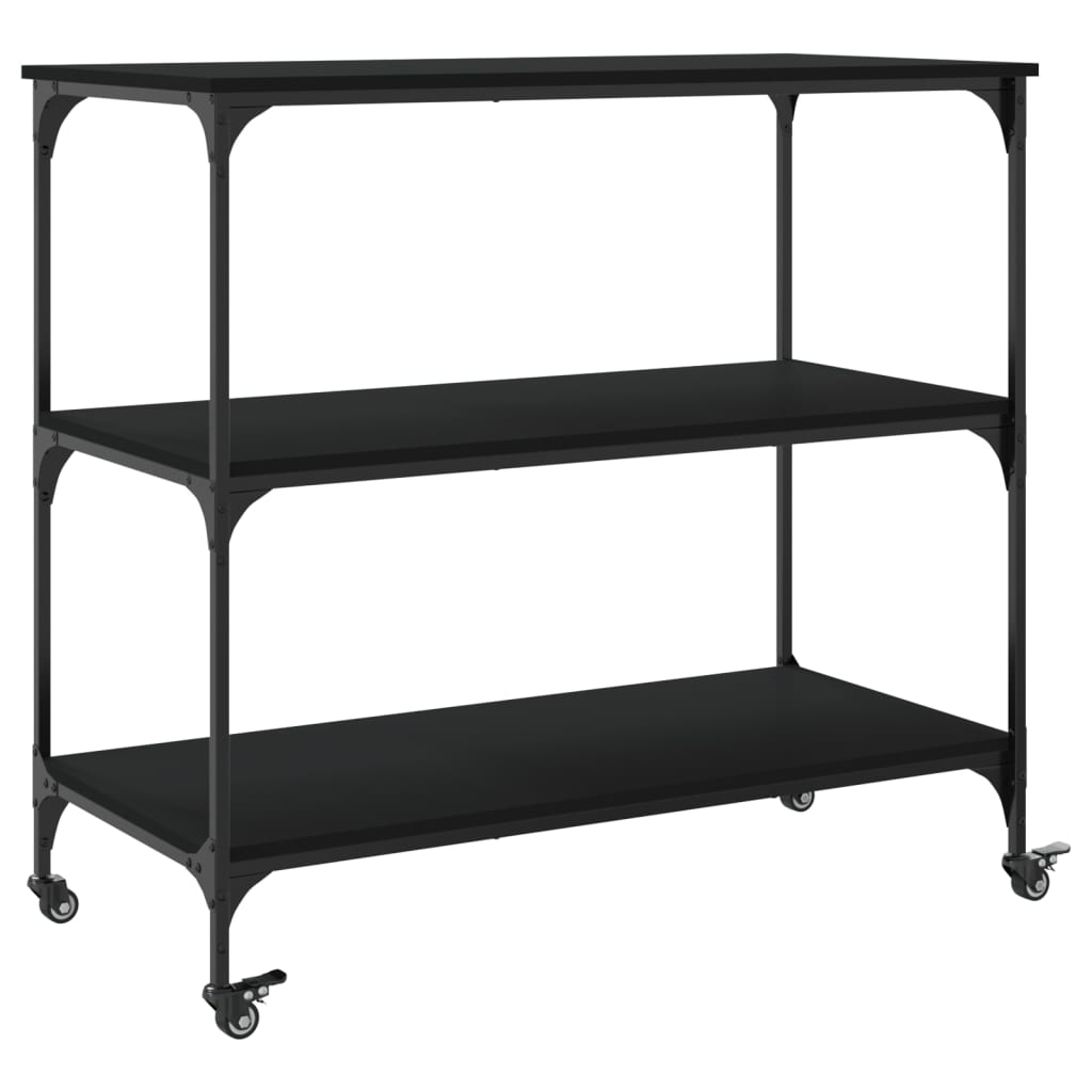 Kjøkkentralle svart 102x50x95 cm konstruert tre