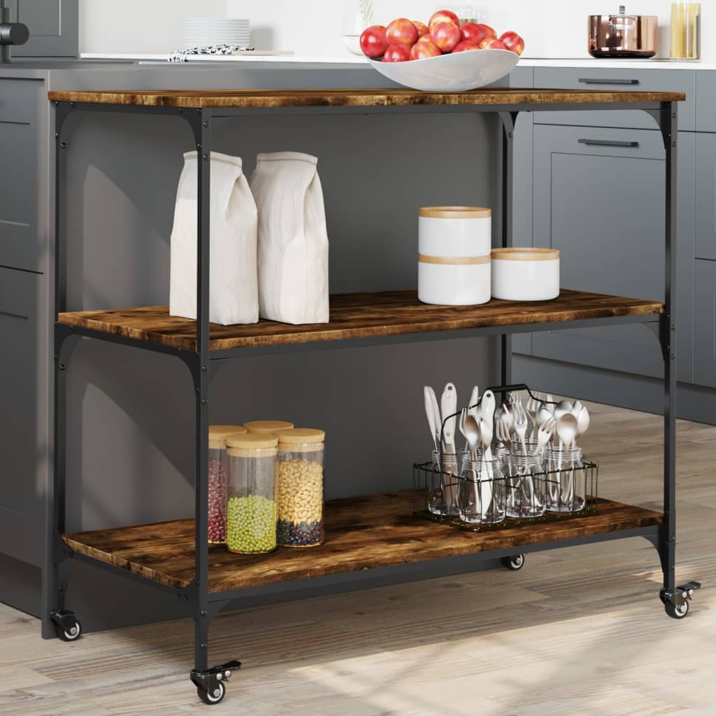 Kjøkkentralle røkt eik 102x50x95 cm konstruert tre