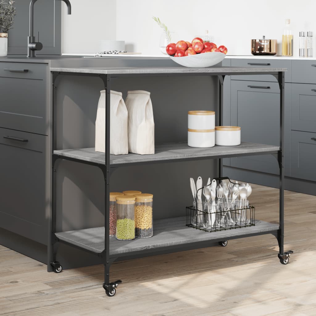 Kjøkkentralle grå sonoma 102x50x95 cm konstruert tre