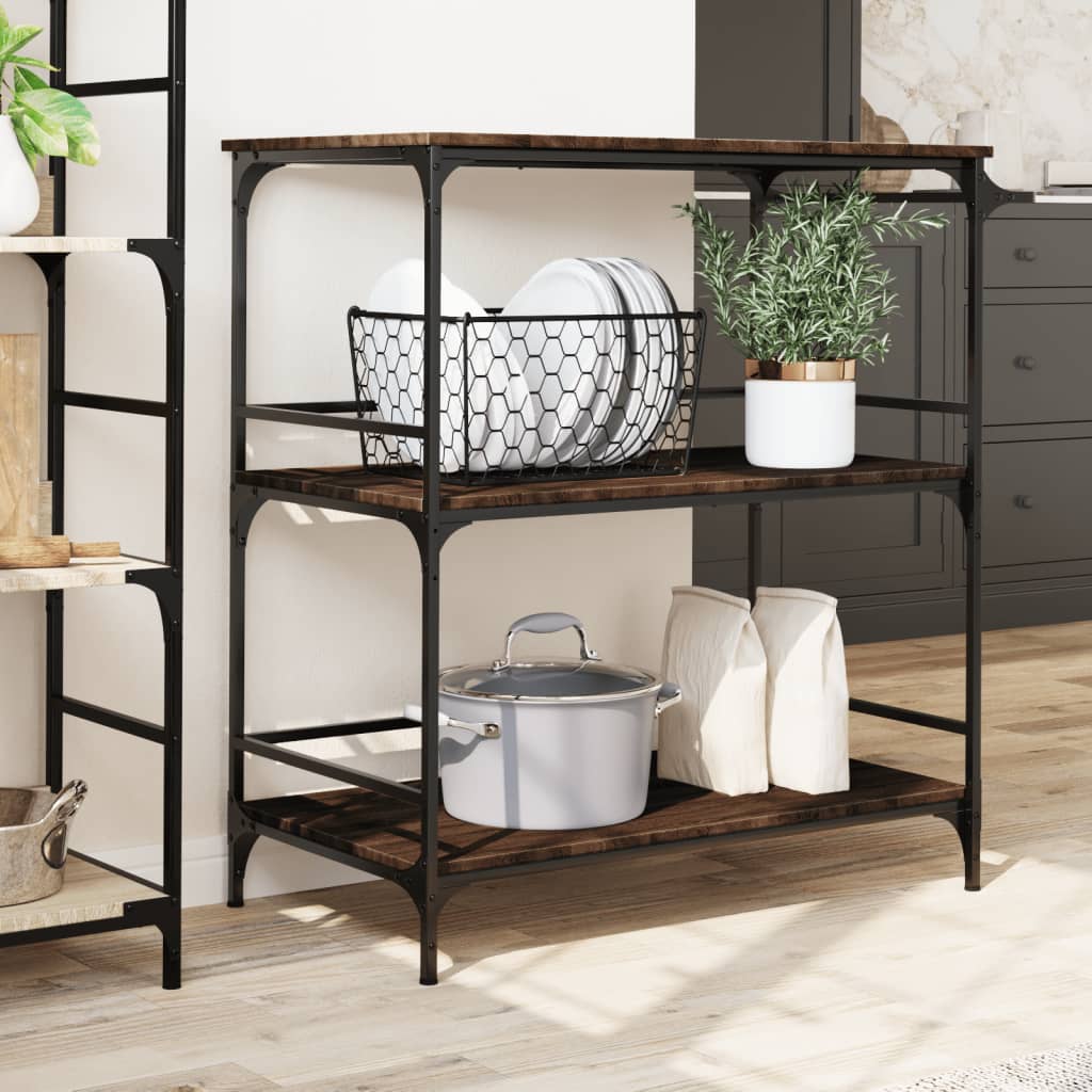 Kjøkkentralle brun eik 100,5x50x105 cm konstruert tre