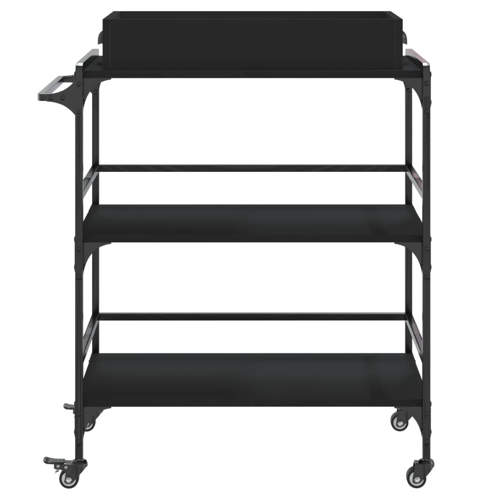 Kjøkkentralle svart 81,5x41x92,5 cm konstruert tre
