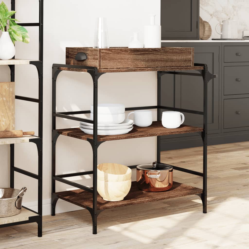 Kjøkkentralle brun eik 81,5x41x92,5 cm konstruert tre