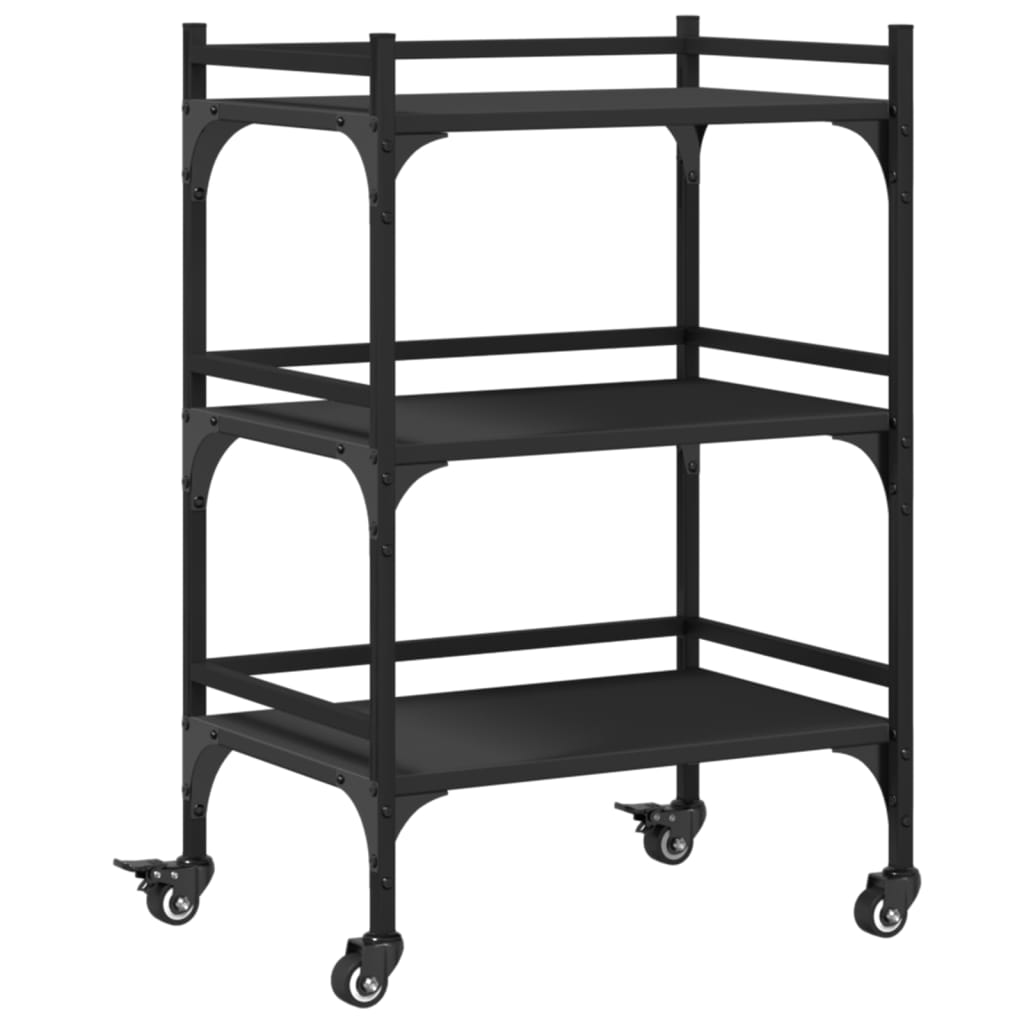 Kjøkkentralle svart 50x35x75,5 cm konstruert tre