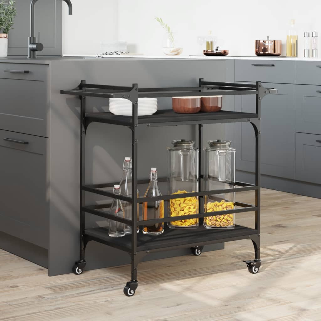 Kjøkkentralle svart 82x40x78,5 cm konstruert tre