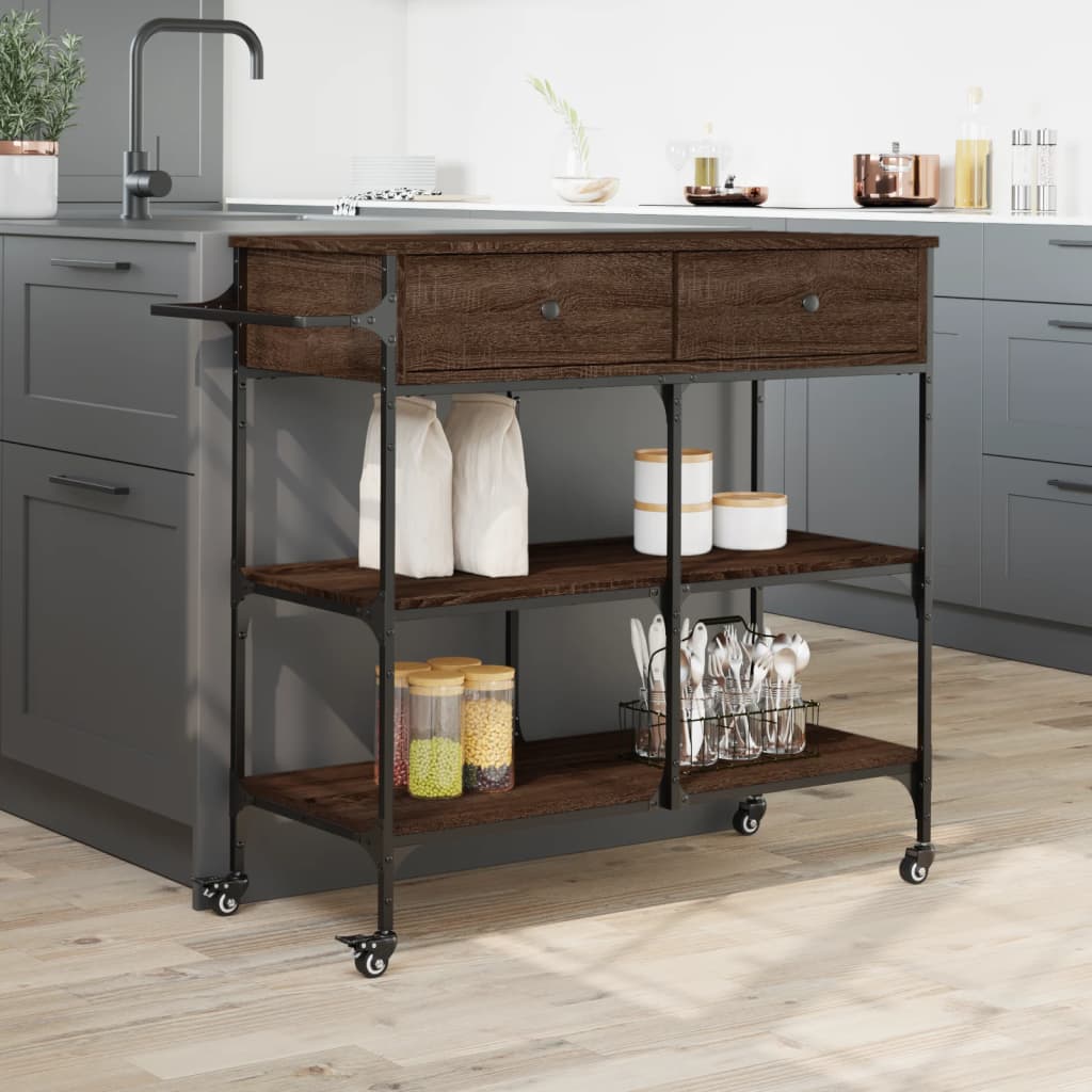 Kjøkkentralle brun eik 105x42x95 cm konstruert tre