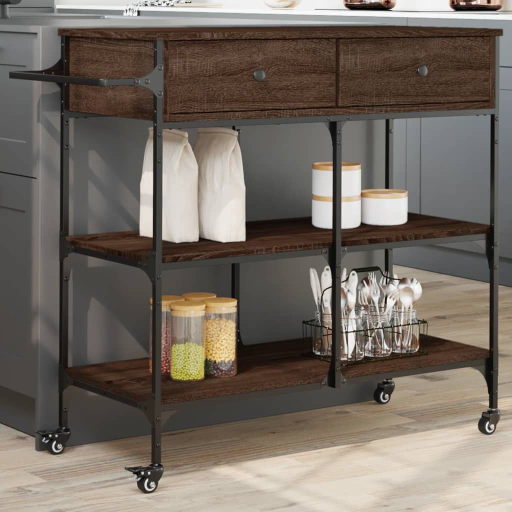 Kjøkkentralle brun eik 105x42x95 cm konstruert tre