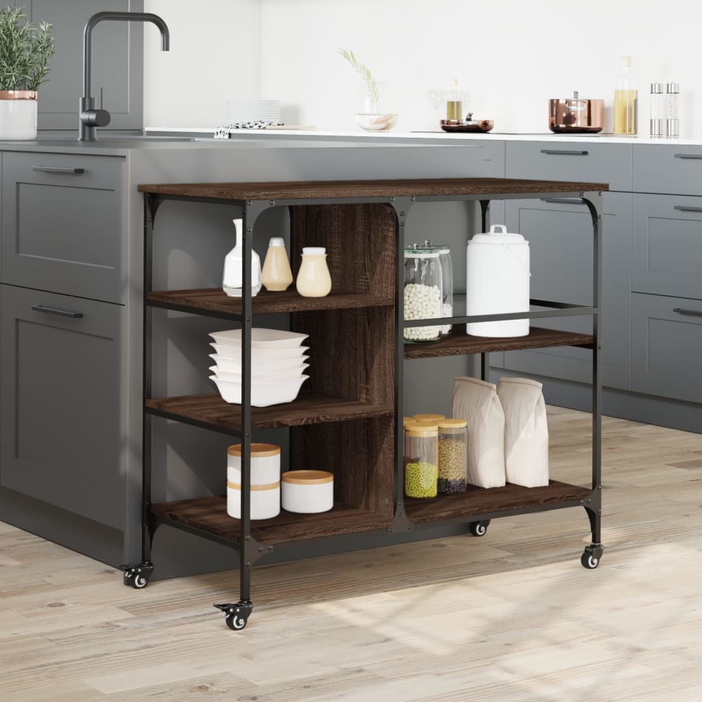 Kjøkkentralle brun eik 100x45x89,5 cm konstruert tre