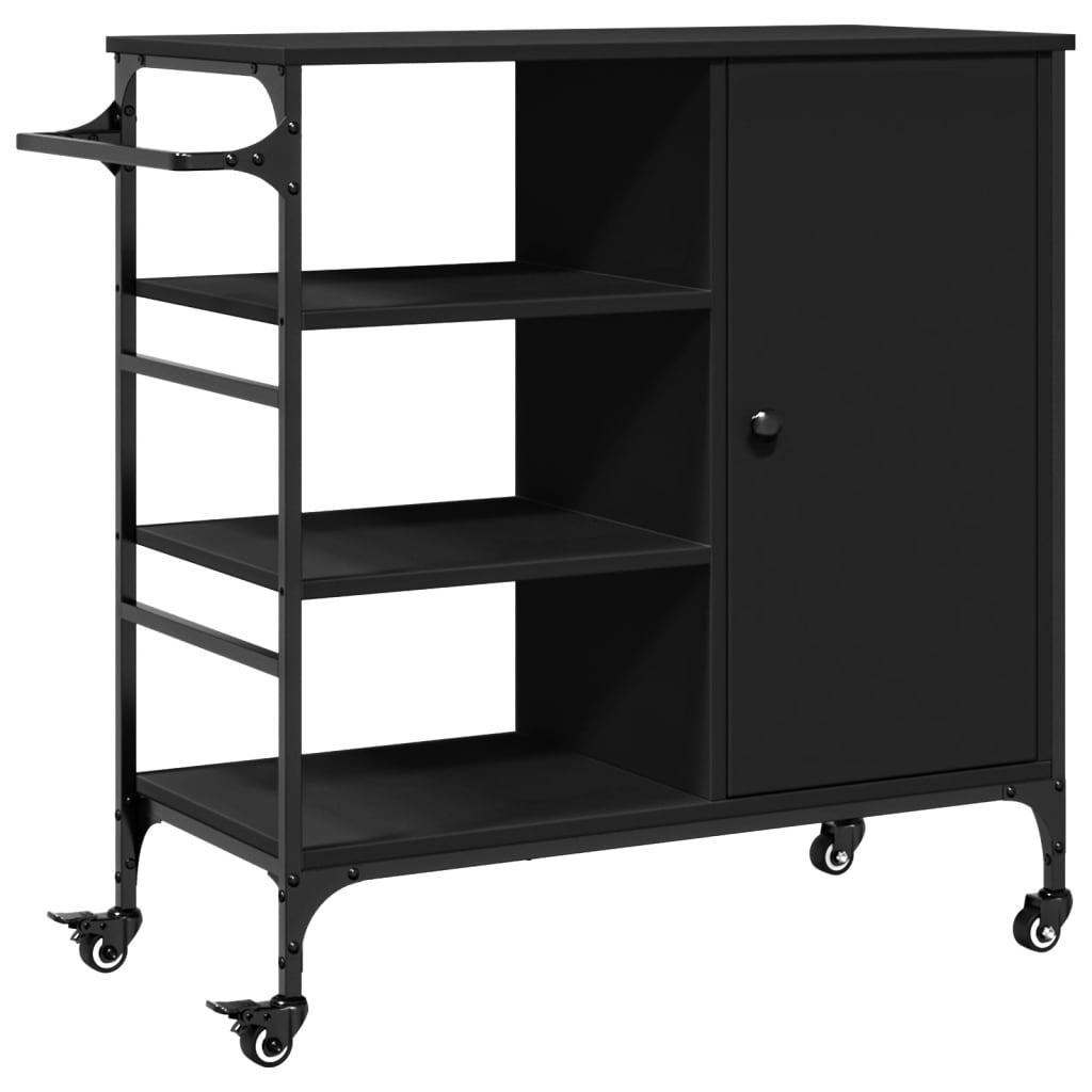 Kjøkkentralle svart 87,5x38,5x84,5 cm konstruert tre