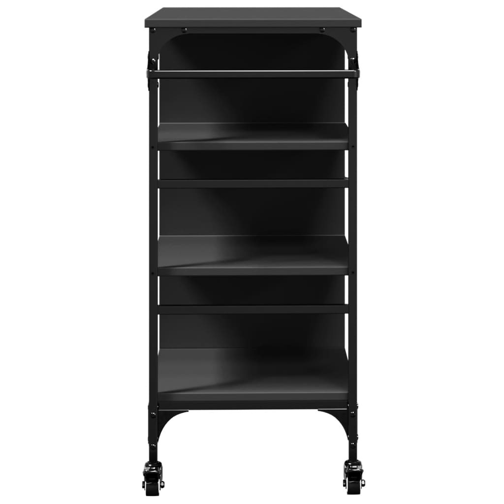 Kjøkkentralle svart 87,5x38,5x84,5 cm konstruert tre
