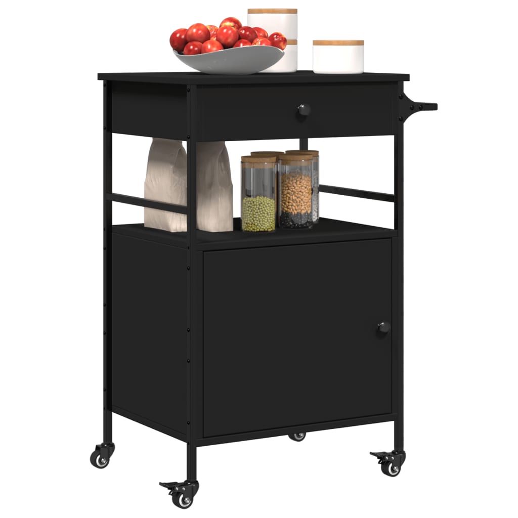Kjøkkentralle svart 56x43x89,5 cm konstruert tre