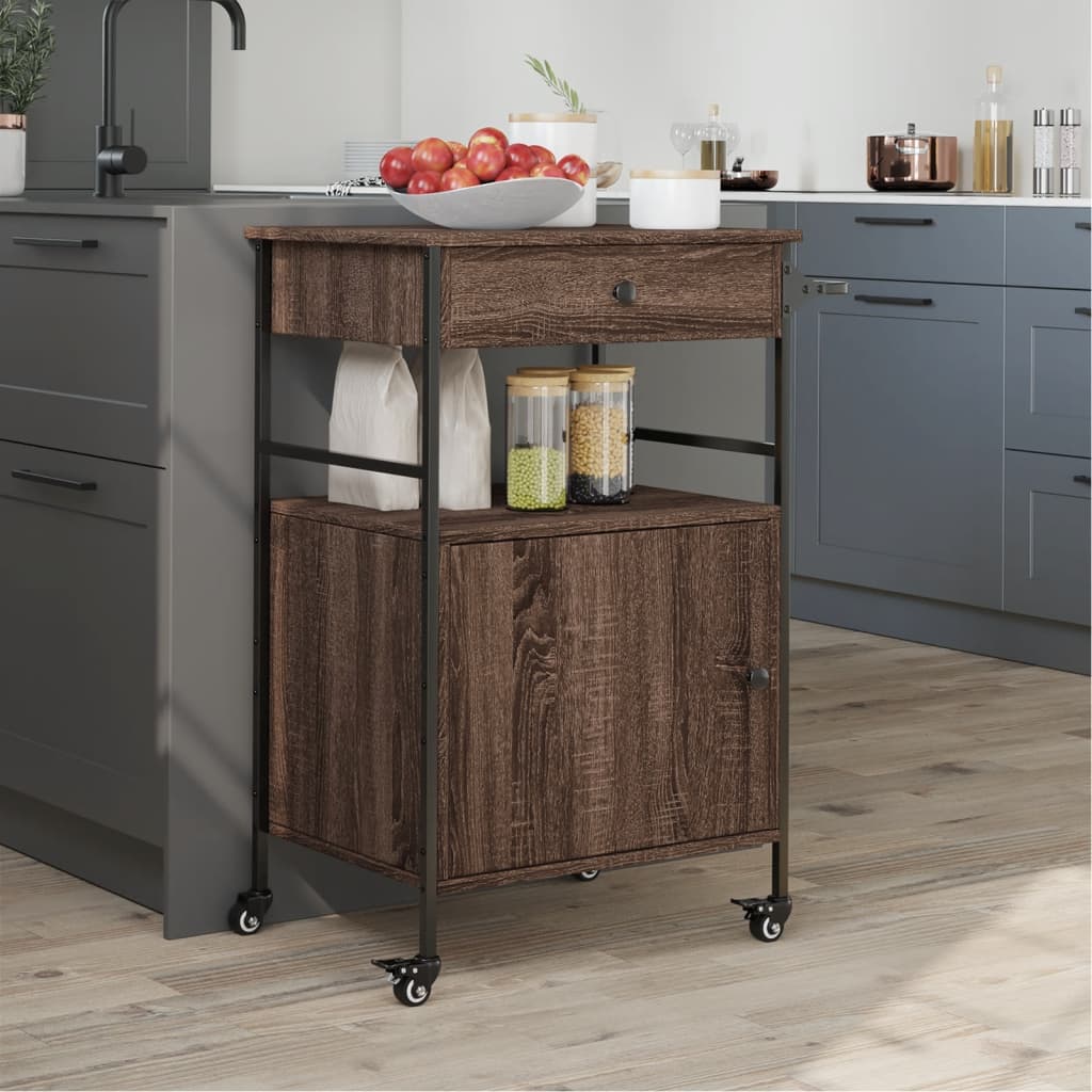 Kjøkkentralle brun eik 56x43x89,5 cm konstruert tre