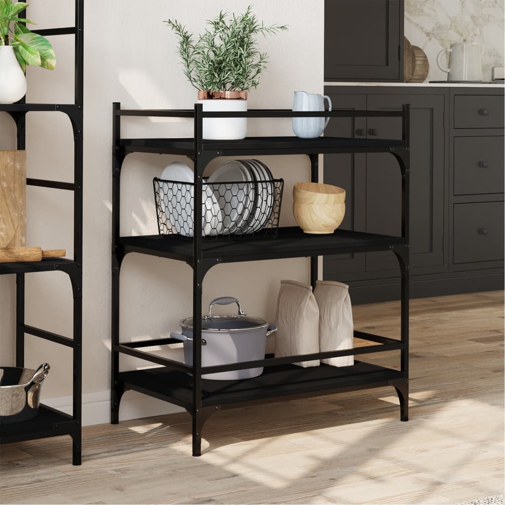 Kjøkkentralle svart 65x40x86,5 cm konstruert tre