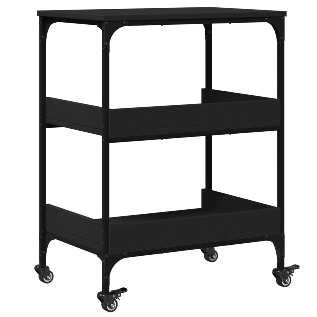 Kjøkkentralle svart 60x41x80,5 cm konstruert tre