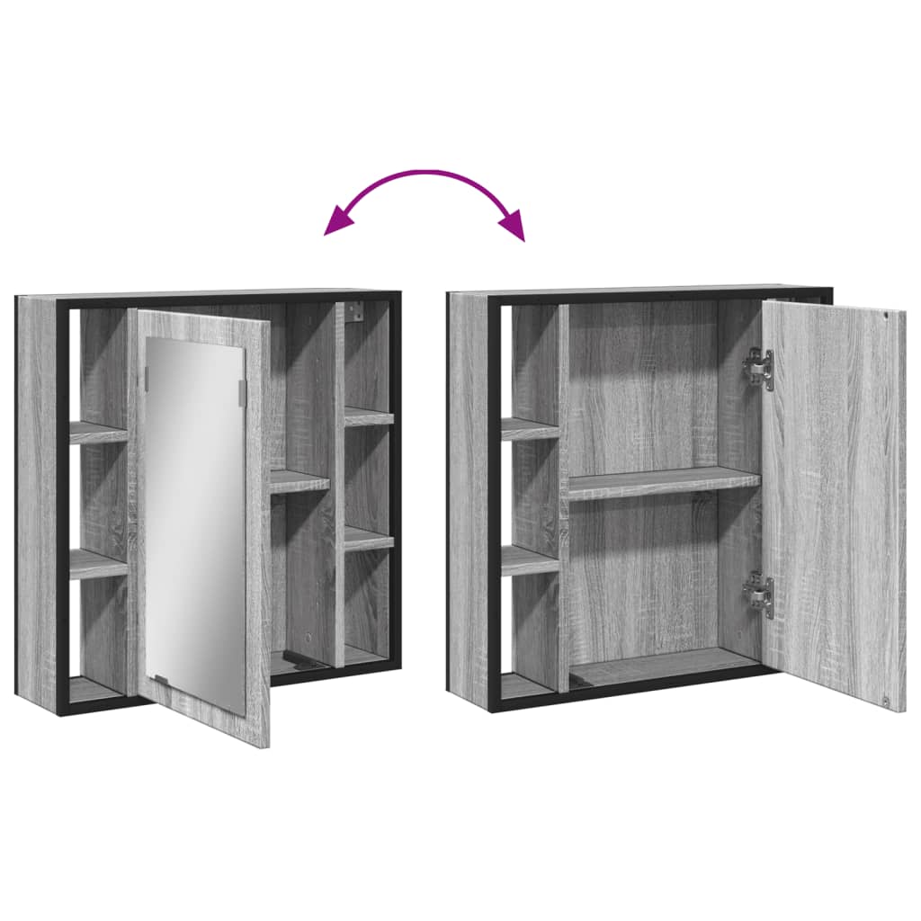 Baderomsskap med speil grå sonoma 60x16x60 cm konstruert tre