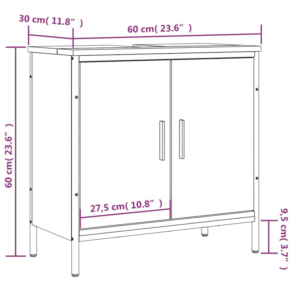 Servantskap svart 60x30x60 cm konstruert tre