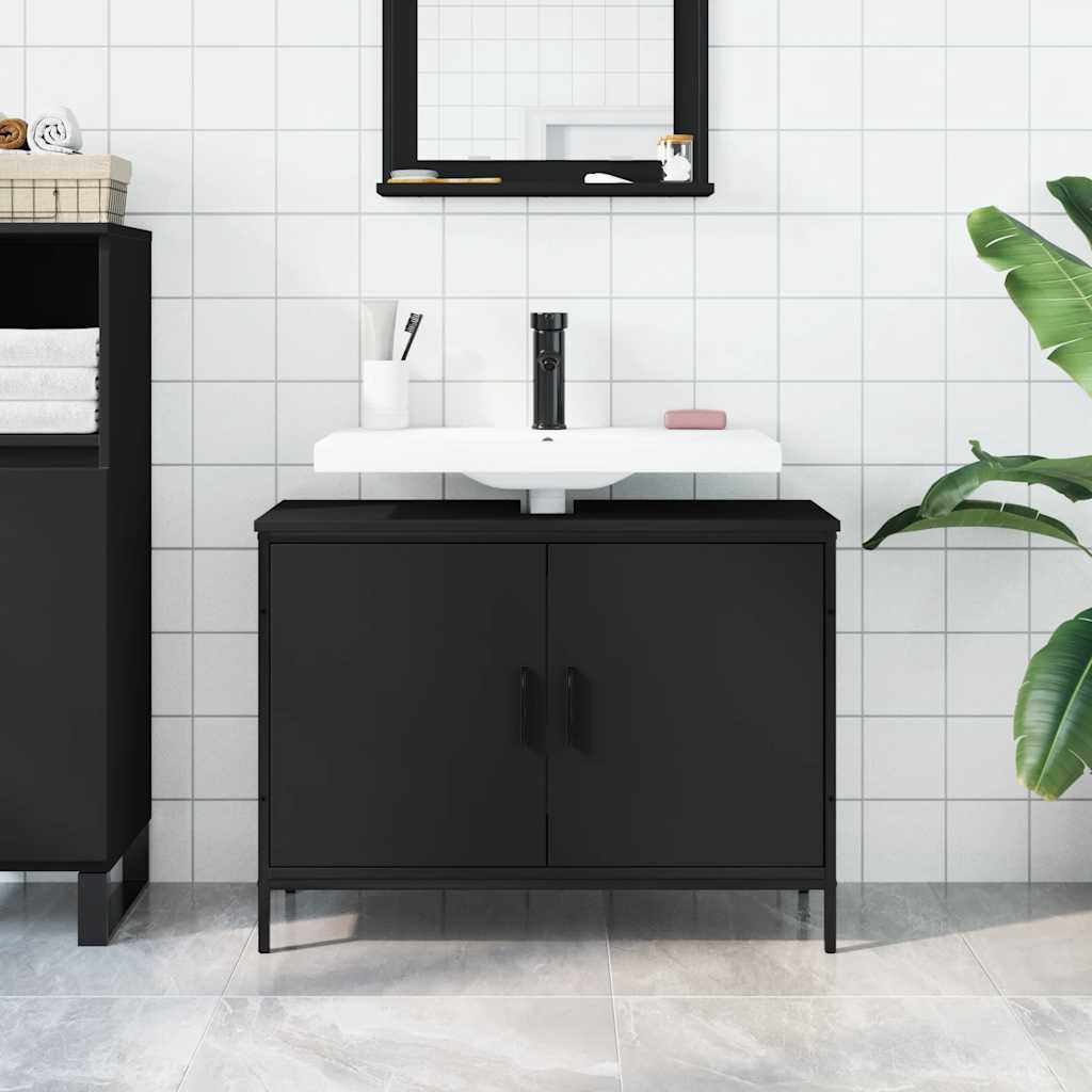 Servantskap svart 80x30x60 cm konstruert tre