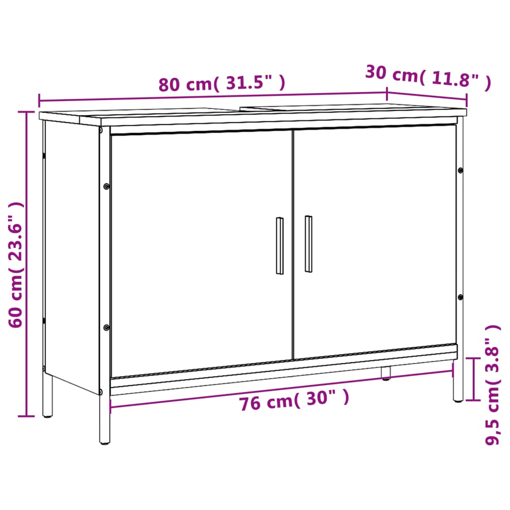 Servantskap sonoma eik 80x30x60 cm konstruert tre