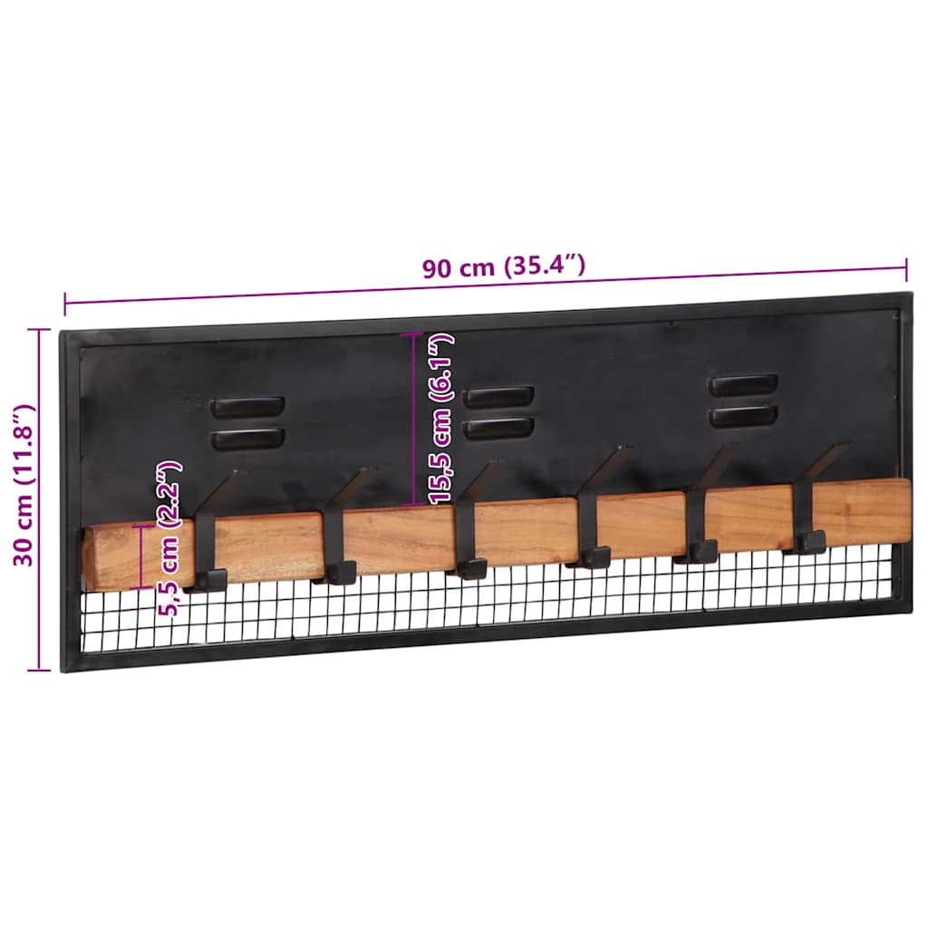 Veggmontert klesstativ 90x11x30 cm heltre mango