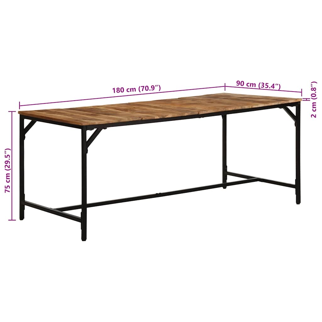 Spisebord 180x90x75 cm grov heltre mango